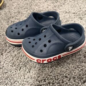 CROCS Kids Navy Clog with Red and White Trim